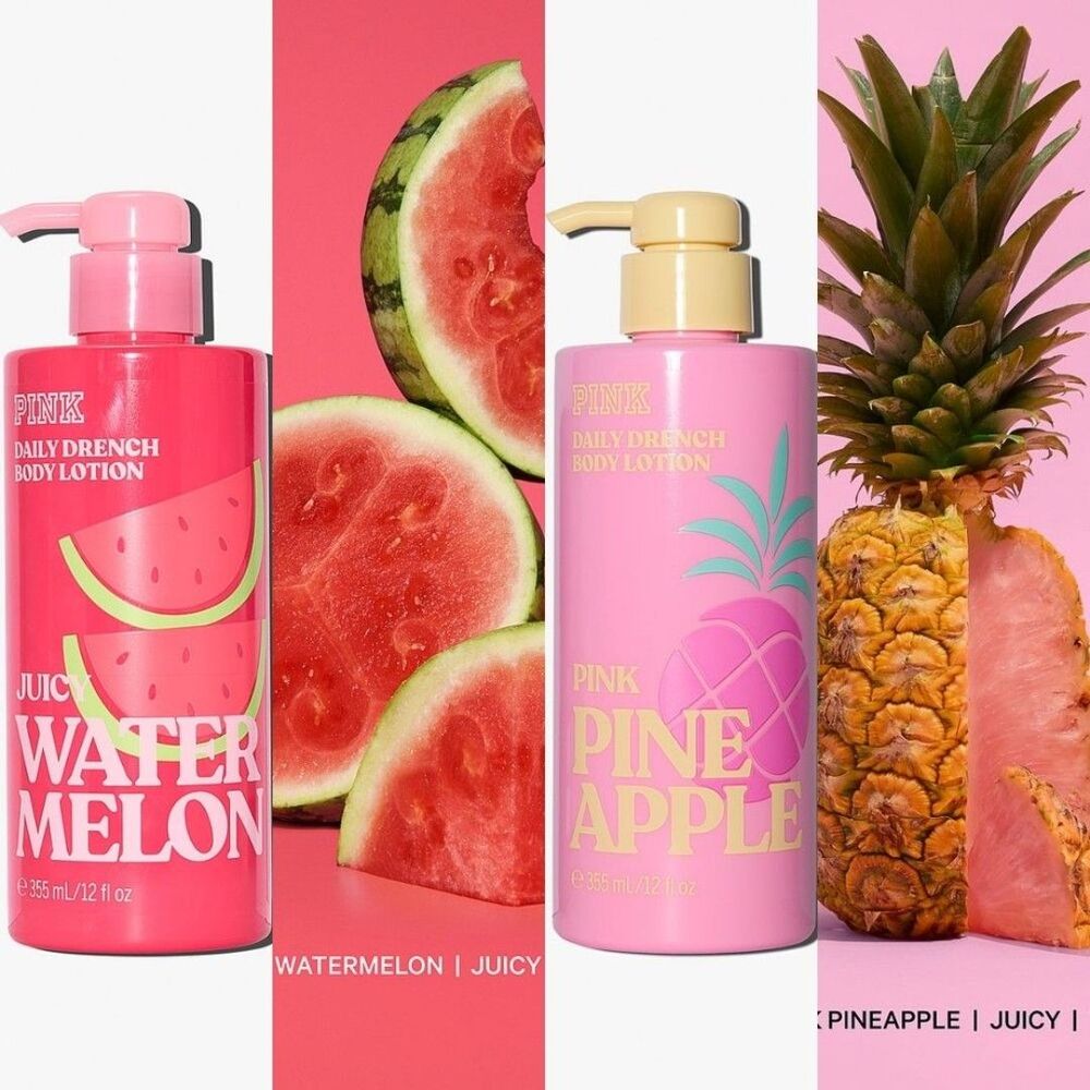 PINK Victoria's Secret Body Lotion Set - Juicy Watermelon & Pink Pineapple NEW